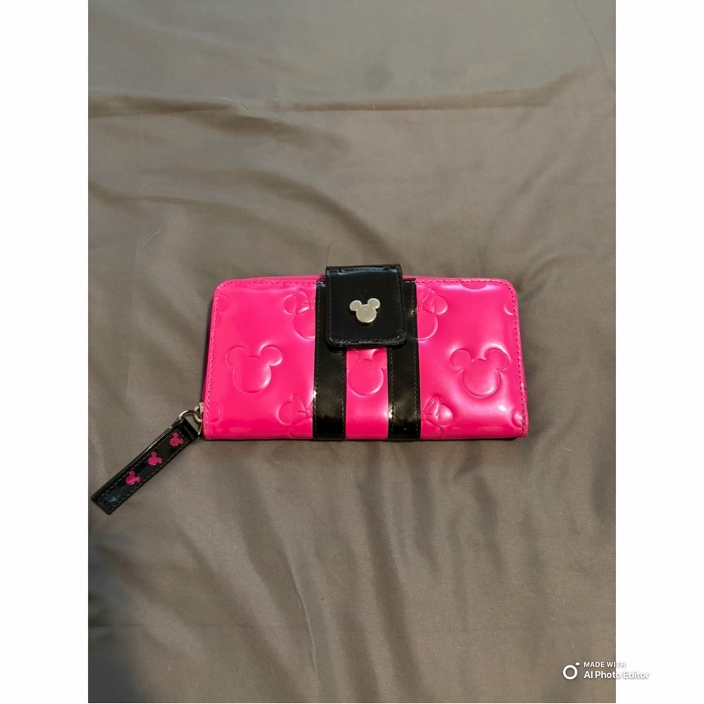 BNWOT- Disney- Pink and Black Wallet with Mickey Mouse Design